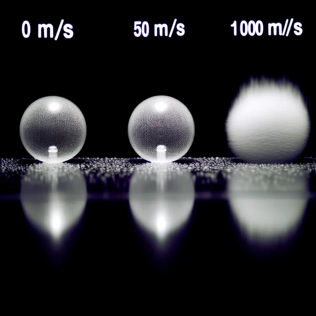 Example of different blur and photo characteristics based on different velocity.